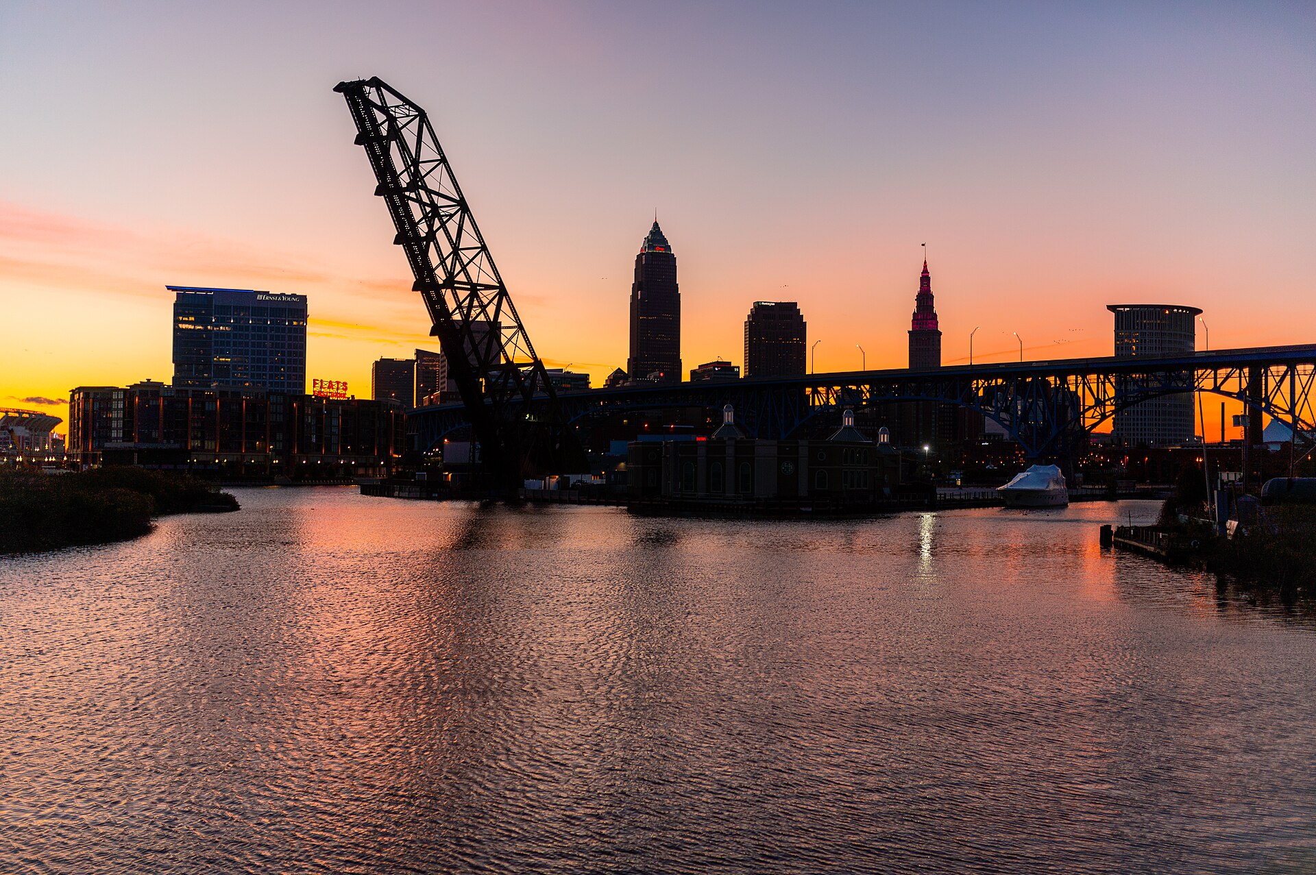Cleveland skyline at sunrise